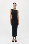 St Agni Cupro Jersey Drape Dress In Black