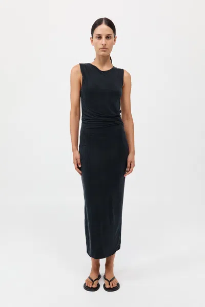 St Agni Cupro Jersey Drape Dress In Black