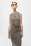 St Agni Cupro Jersey Drape Dress In Green