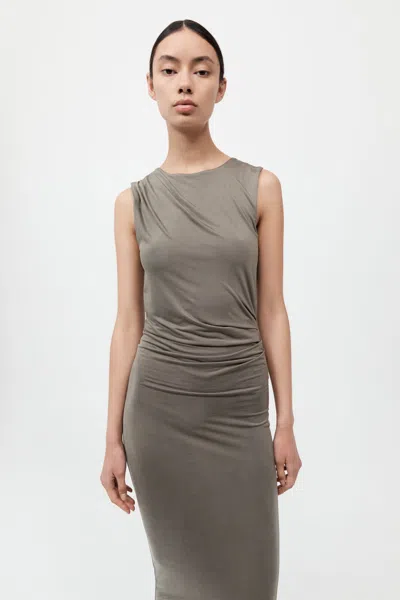 St Agni Cupro Jersey Drape Dress In Green