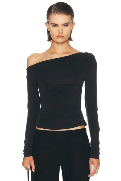 St Agni Cupro Jersey Long Sleeve Top In Black