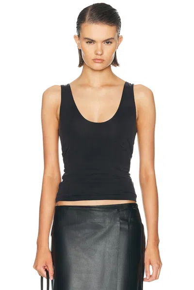 St Agni Cupro Jersey Low Scoop Tank Top In Black