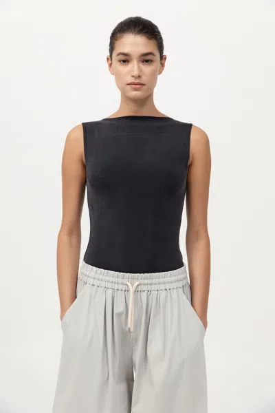 St Agni Cupro Jersey Top In Black