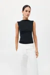 St Agni Cupro Jersey Top In Black