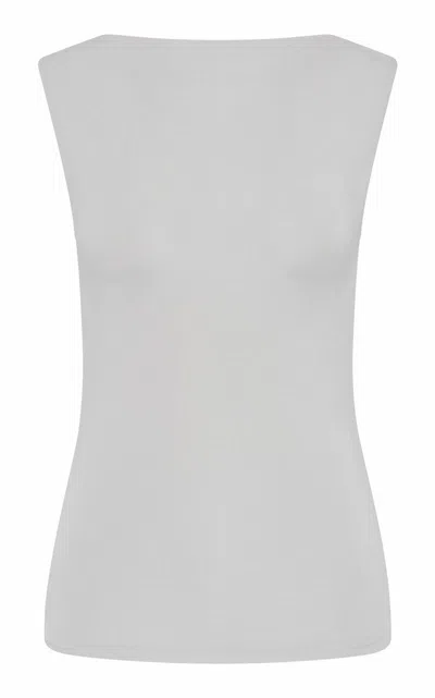 St Agni Cupro Jersey Top In Silver