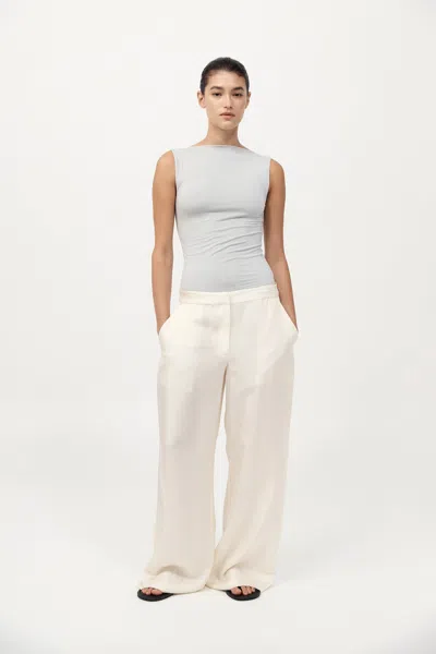 St Agni Cupro Jersey Top In Silver