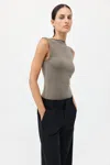 St Agni Cupro Jersey Top In Smokey Olive