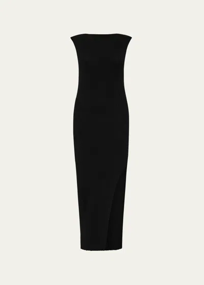 St Agni Cut-away Rib-knit Midi Dress In Black