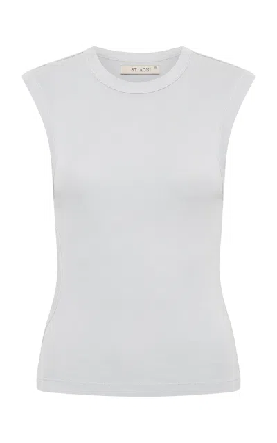 St Agni Cut-out Organic Cotton Tank Top In Silver