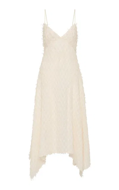 St Agni St. Agni Deco Fringe Slip Dress In Off-white