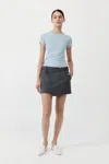 St Agni Deconstructed Mini Skirt In Stone Blue Stripe