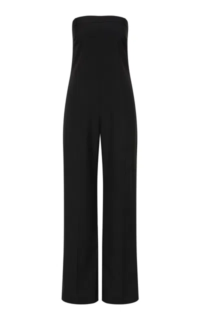 St Agni Deconstructed Pinstripe Wool Jumpsuit In Black