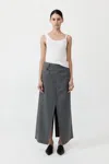 St Agni Deconstructed Waist Maxi Skirt In Pewter Grey