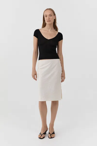 St Agni Deep V Knit Tee In Black