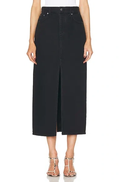 St Agni Denim Maxi Skirt In Washed Black