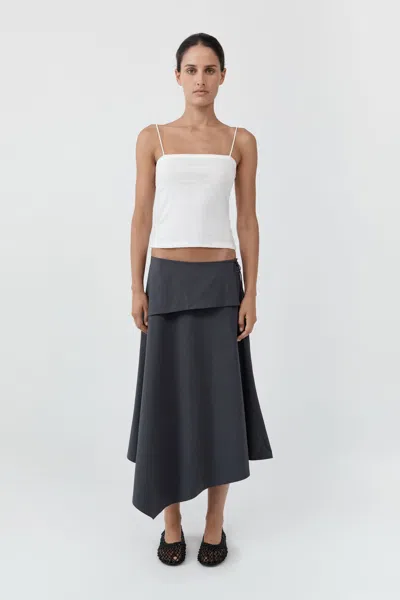St Agni Detachable Belt Asymm Skirt In Iron Glaze