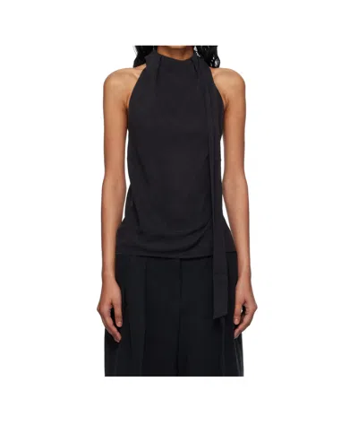 St Agni Diagonal Scarf Cardigan In Black