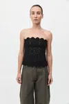 St Agni Crocheted Organic Cotton Strapless Top In Black