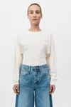 St Agni Gathered Stretch-crepe Bodysuit In Off White