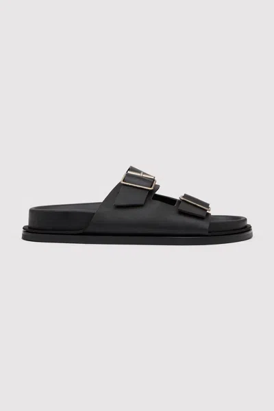 St Agni Double Buckle Slides In Black