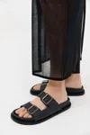 St Agni Double Buckle Slides In Black