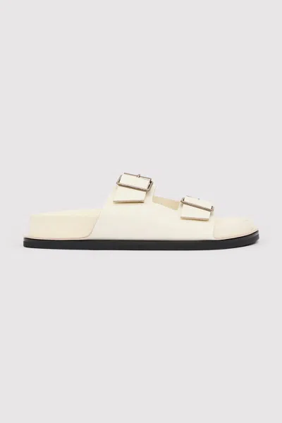 St Agni Double Buckle Slides In White