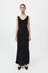 St Agni Double Drape Dress In Black