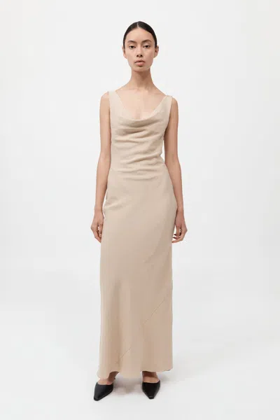 St Agni Double Drape Dress In Dune