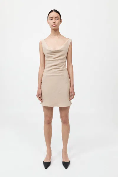 St Agni Double Drape Mini Dress In Sand