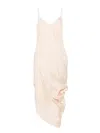 St Agni Drape-detail Midi Dress In Neutral
