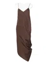 St Agni Paper Taffeta Drape Dress In Brown