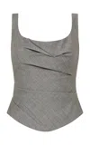 St Agni St. Agni Draped Bodice Wool Top In Gray