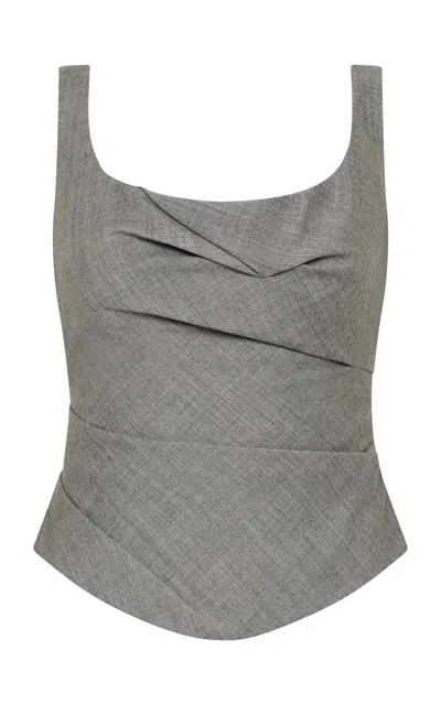 St Agni St. Agni Draped Bodice Wool Top In Gray