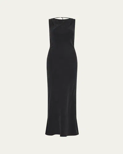 St Agni Draped Cowl Back Dress In Black