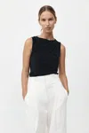 St Agni Draped Cowl Top In Black