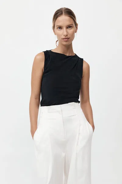 St Agni Draped Cowl Top In Black