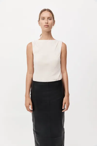 St Agni Draped Cowl Top In Dove