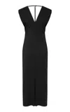 St Agni Draped Crepe Maxi Dress In Black