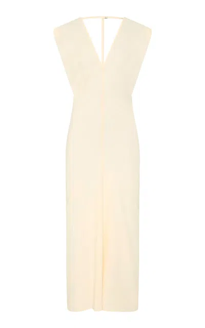 St Agni Draped Crepe Maxi Dress In Off-white