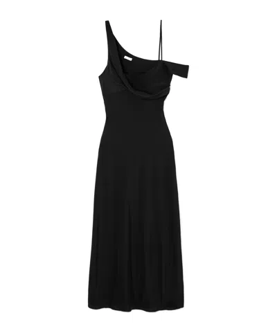 St Agni Draped Silk Midi Dress In Black