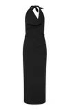 St Agni Draped Nylon-cotton Halter Maxi Dress In Black