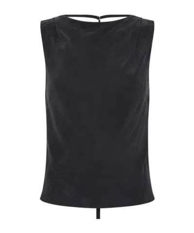 St Agni Draped Open-back Blouse In Black