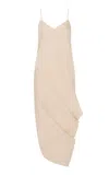St Agni Draped Paper-taffeta Midi Dress
