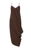 St Agni Draped Paper-taffeta Midi Dress