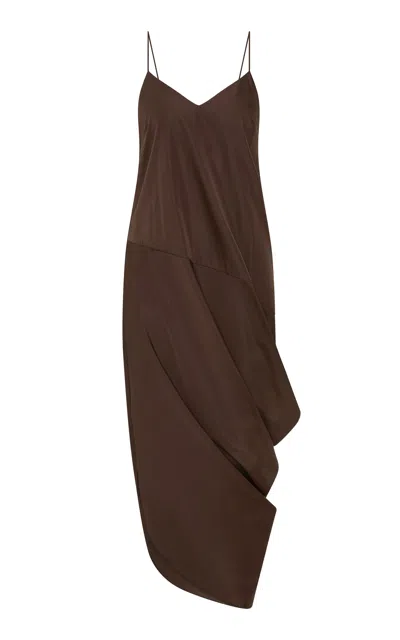 St Agni Draped Paper-taffeta Midi Dress