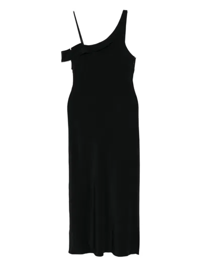 St Agni Draped Silk Dress In Black