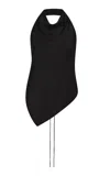 St Agni Draped Silk Halter Top In Black