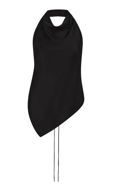 St Agni Draped Silk Halter Top In Black