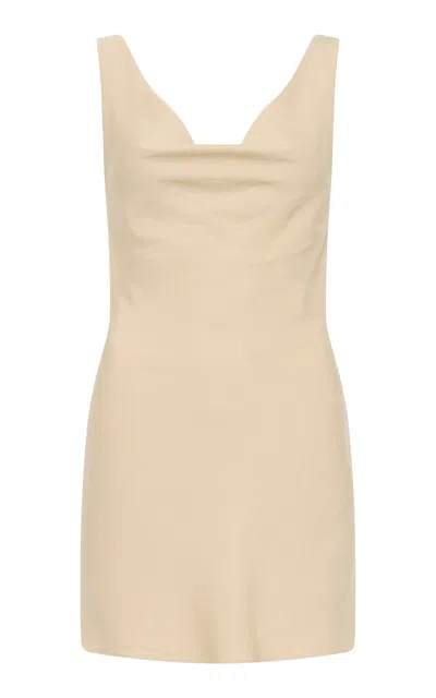 St Agni Draped Tencel-linen Mini Dress In Tan