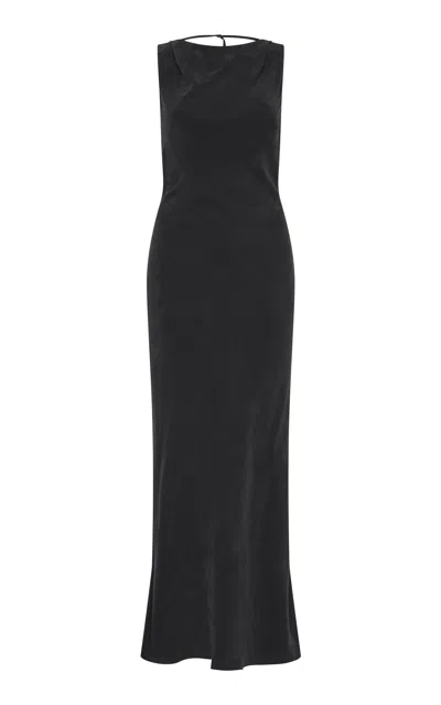 St Agni Draped Tencel Maxi Dress In Black